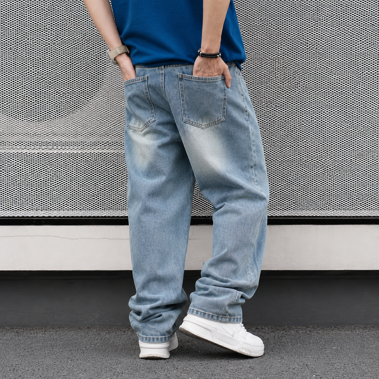 Men's Casual Baggy Wash Jeans