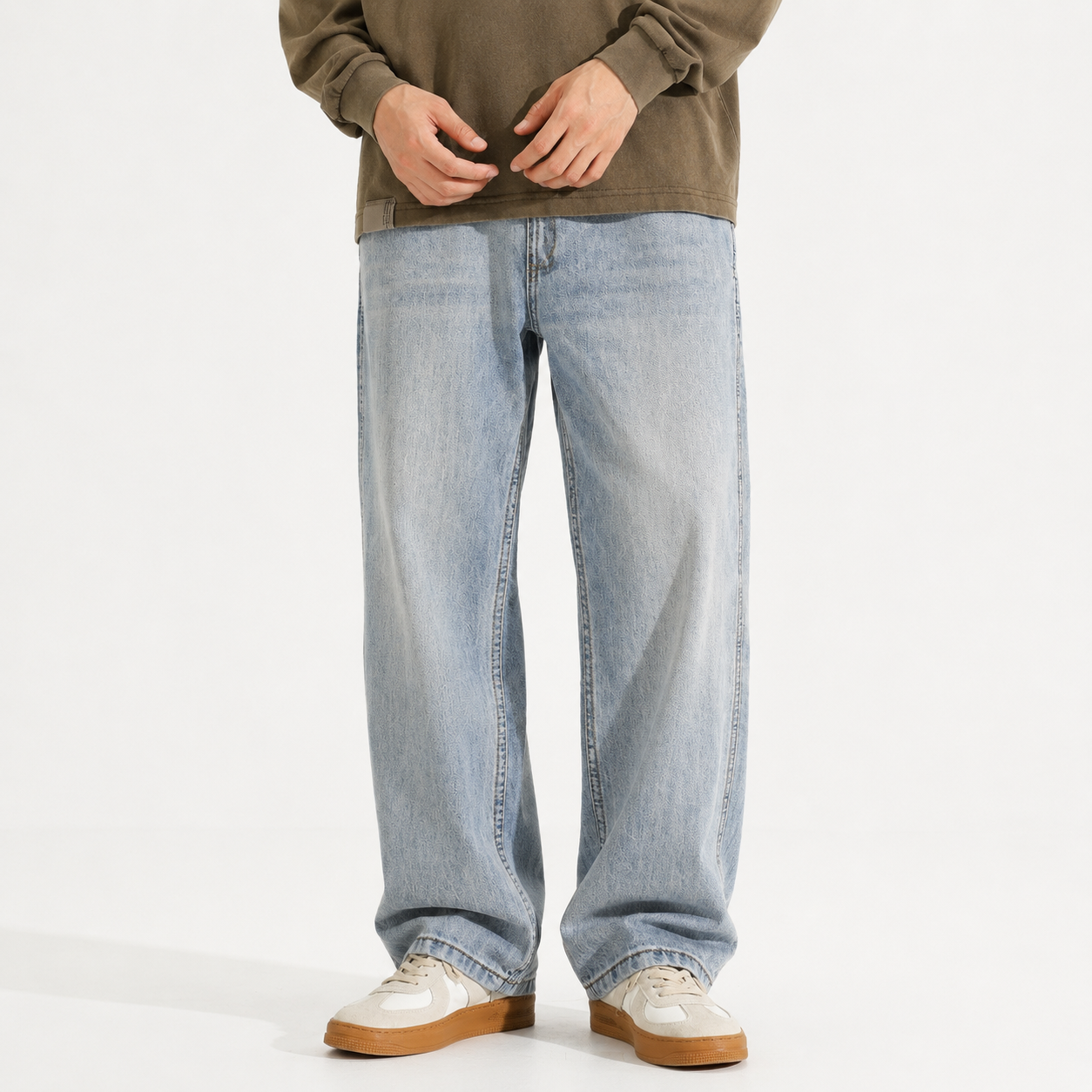 Men's Washed Distressed Straight Fit Jeans