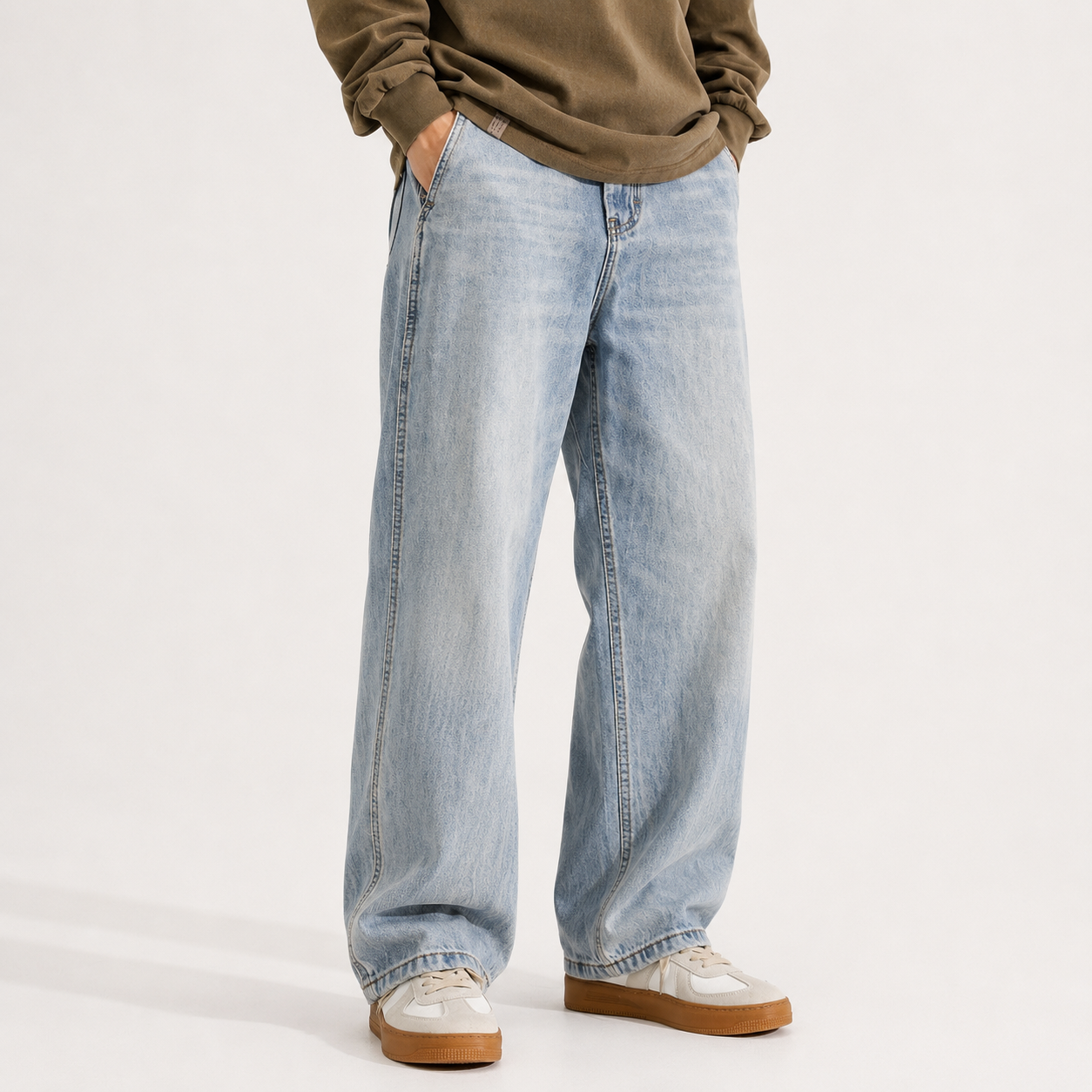 Men's Washed Distressed Straight Fit Jeans