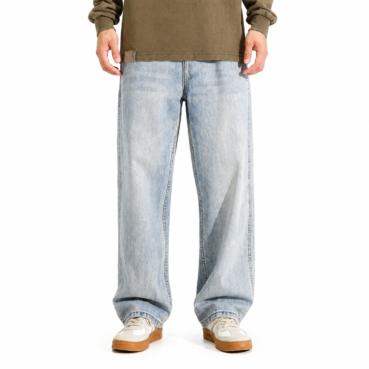 Men's Washed Distressed Straight Fit Jeans