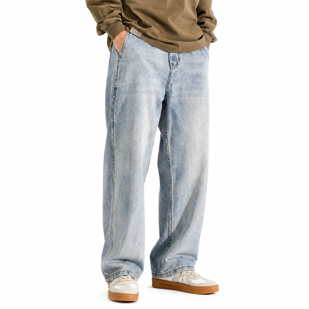 Men's Washed Distressed Straight Fit Jeans