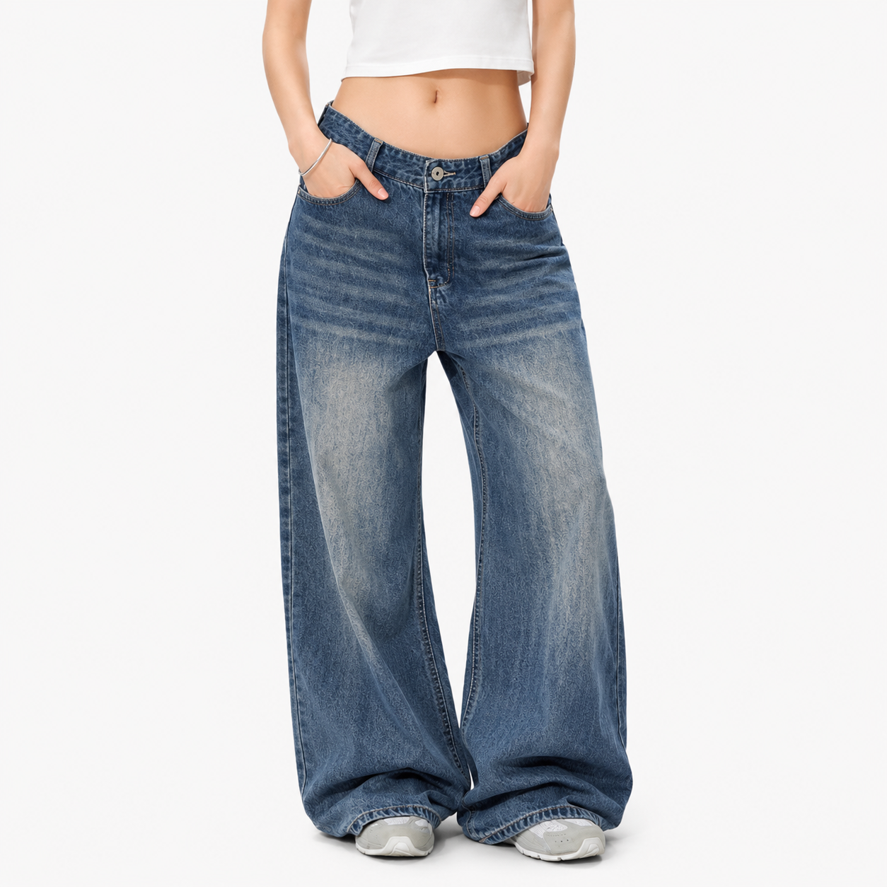 Women’s Star Print Wide Leg Denim Jeans