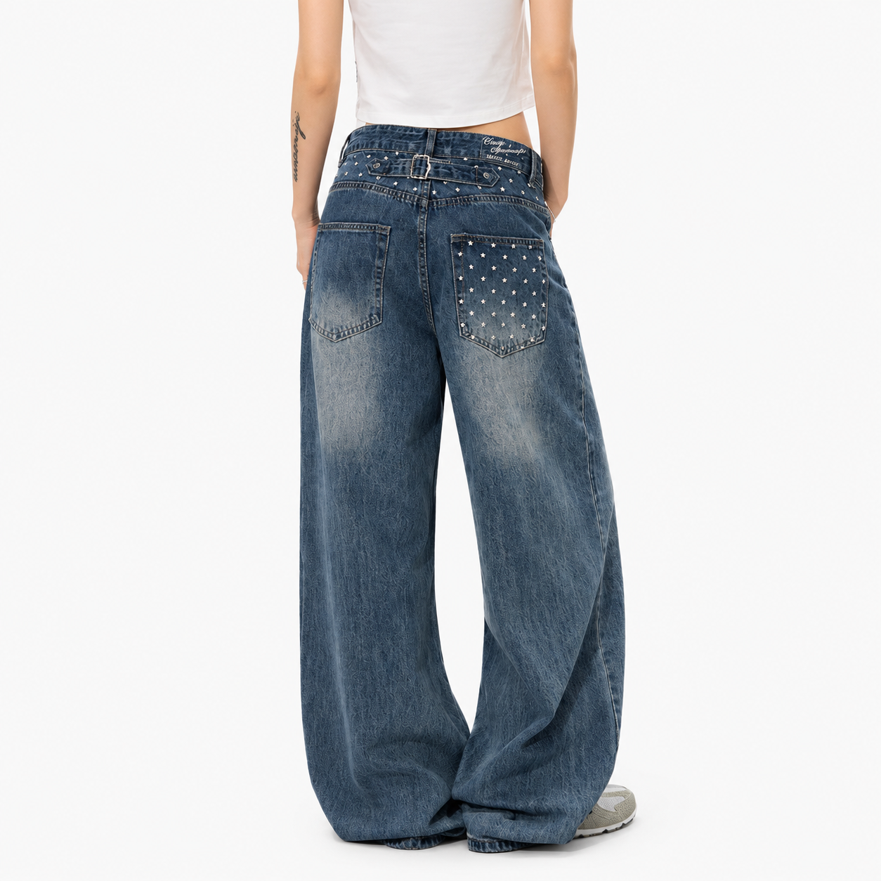 Women’s Star Print Wide Leg Denim Jeans
