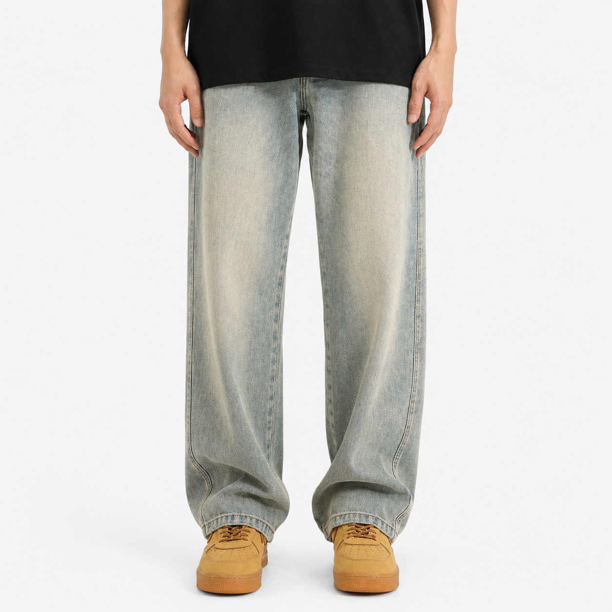 Yellow Mud Dyed Straight Jeans For Men