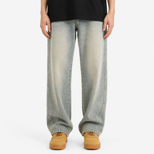 Yellow Mud Dyed Straight Jeans For Men