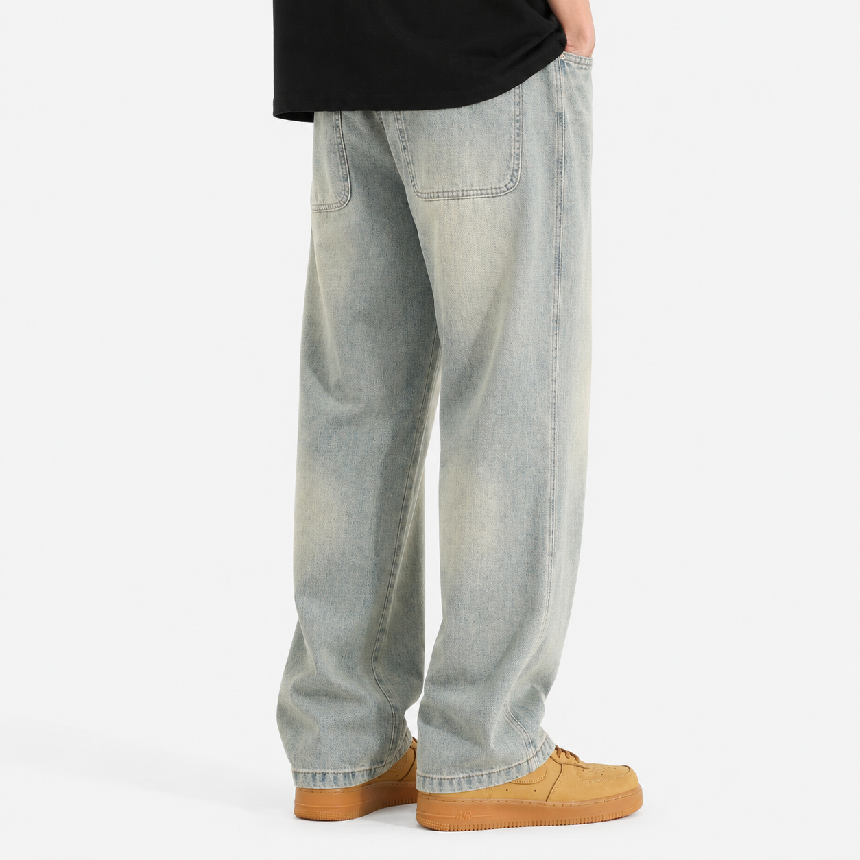 Yellow Mud Dyed Straight Jeans For Men