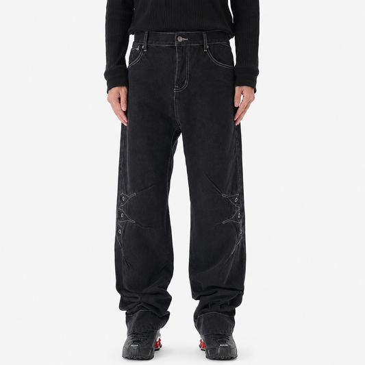 Contrast Color Loose Machete Jeans