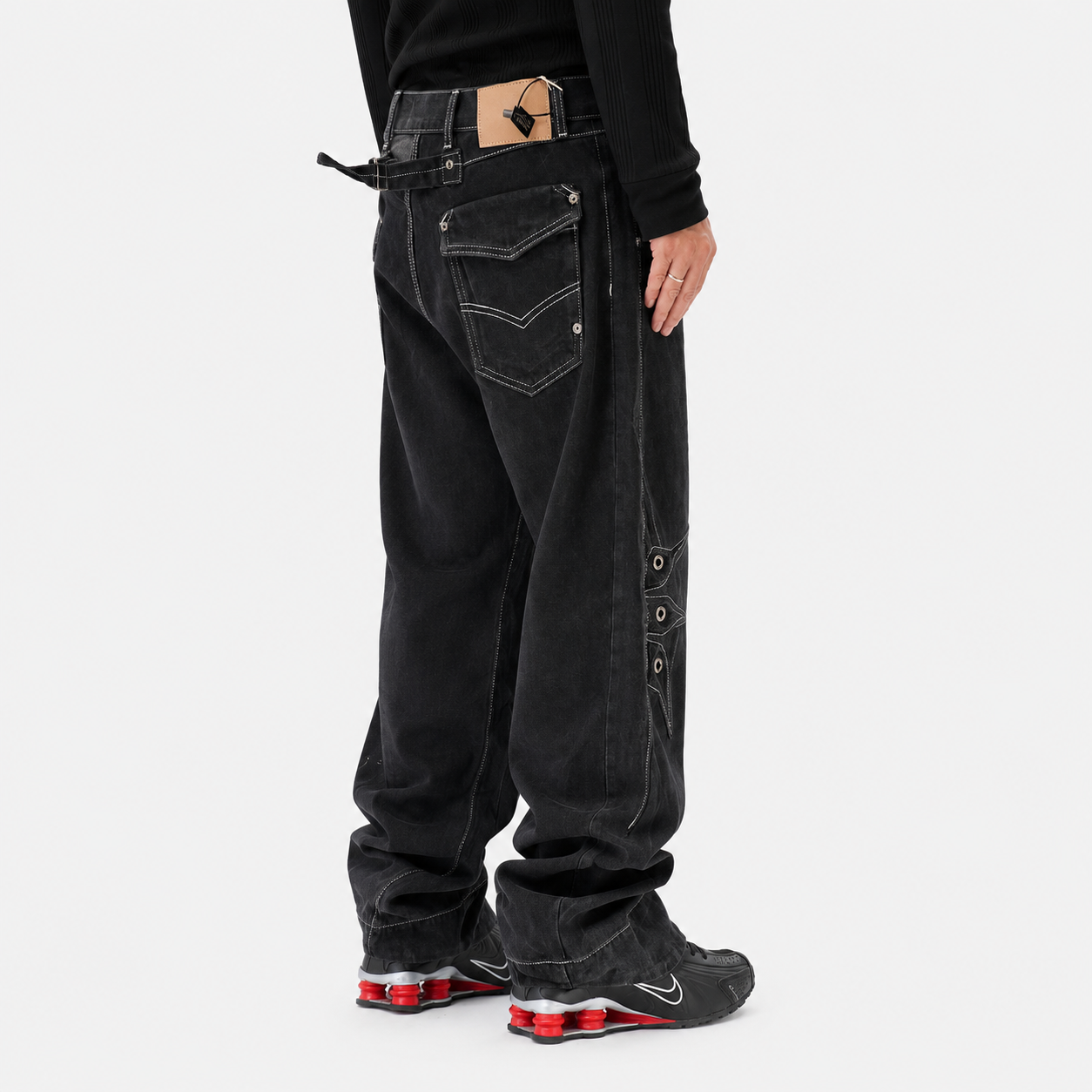 Contrast Color Loose Machete Jeans