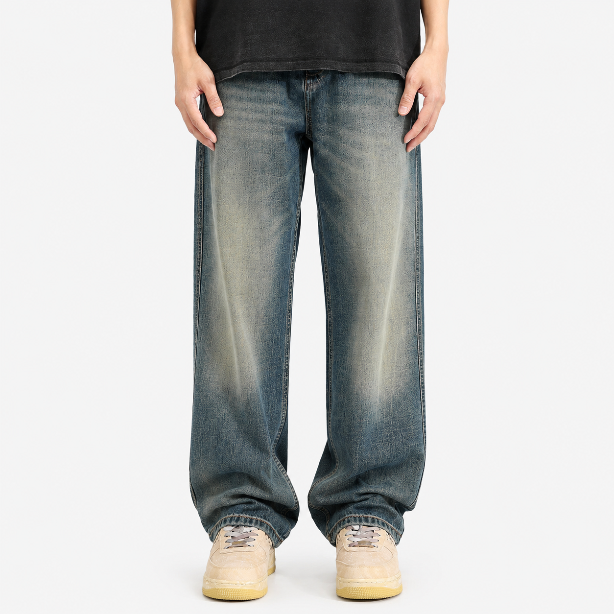 Men’s Casual Loose Drooping Straight Jeans