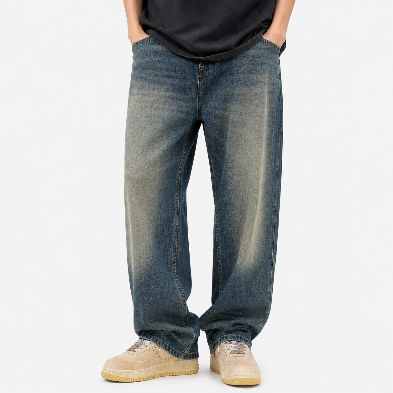Men’s Casual Loose Drooping Straight Jeans