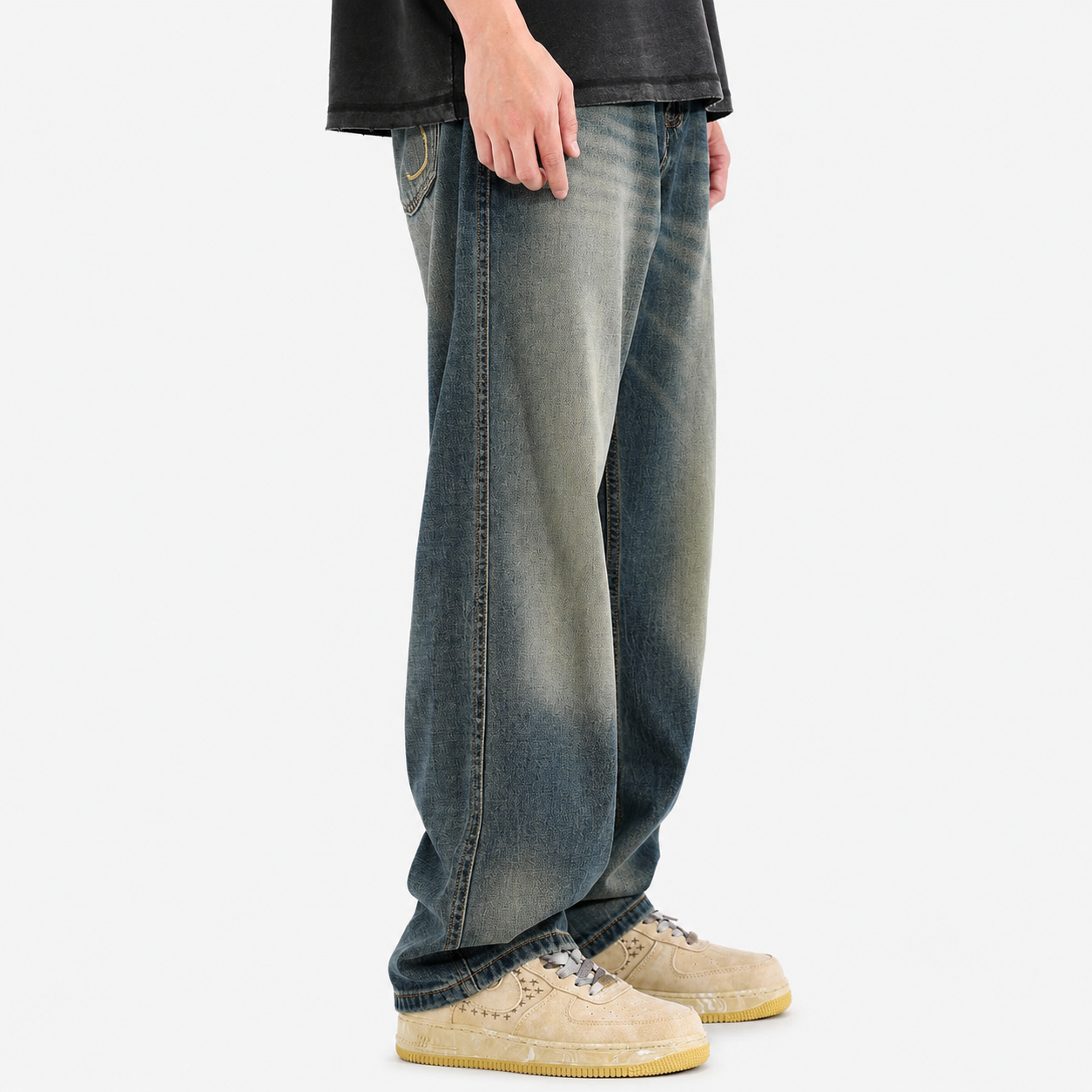 Men’s Casual Loose Drooping Straight Jeans
