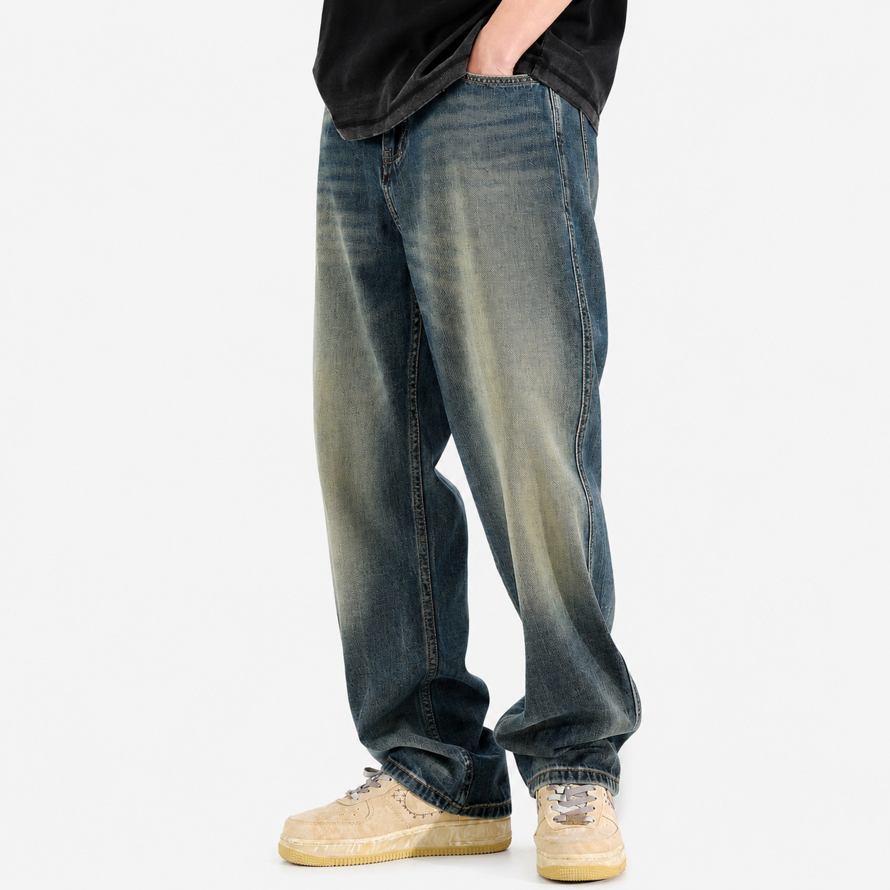 Men’s Casual Loose Drooping Straight Jeans