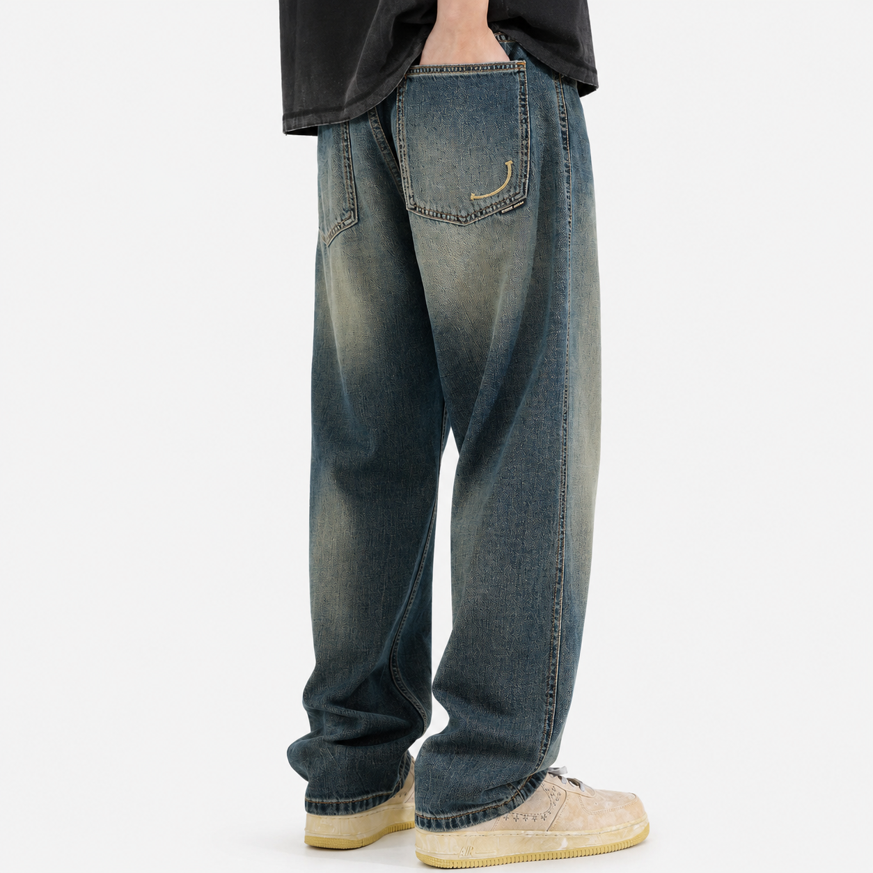 Men’s Casual Loose Drooping Straight Jeans