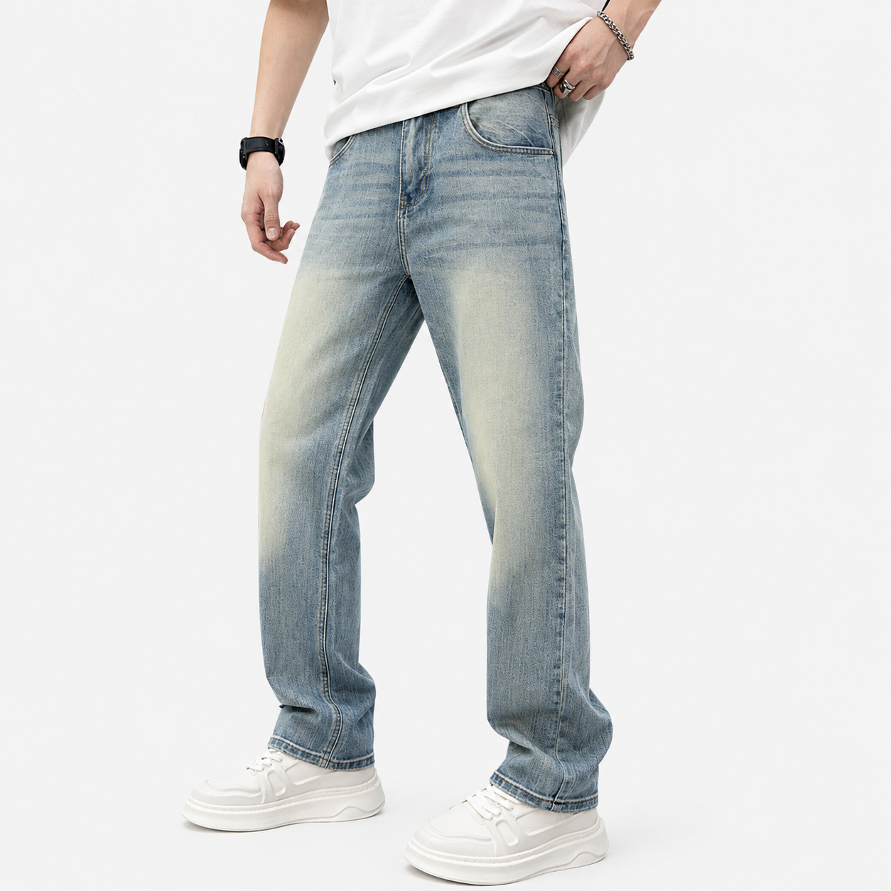 Casual Light Straight Fit Blue Jeans