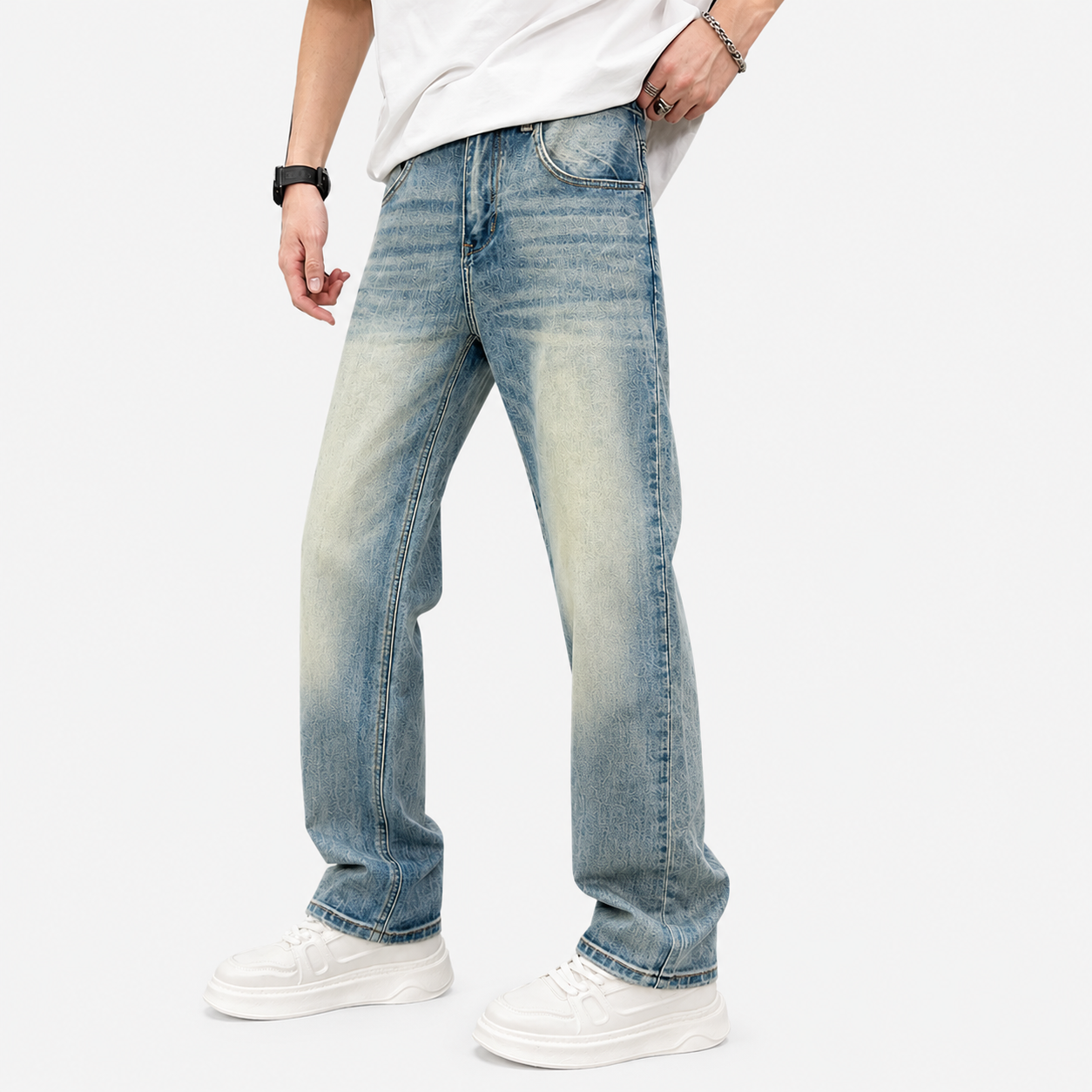 Casual Light Straight Fit Blue Jeans