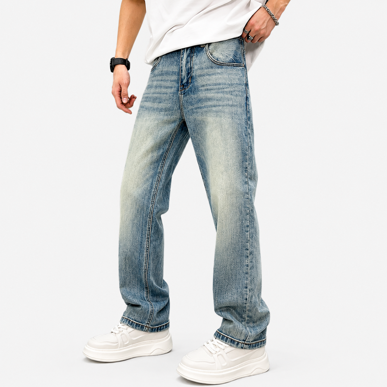 Casual Light Straight Fit Blue Jeans