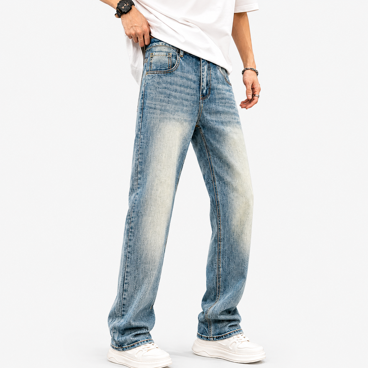 Casual Light Straight Fit Blue Jeans