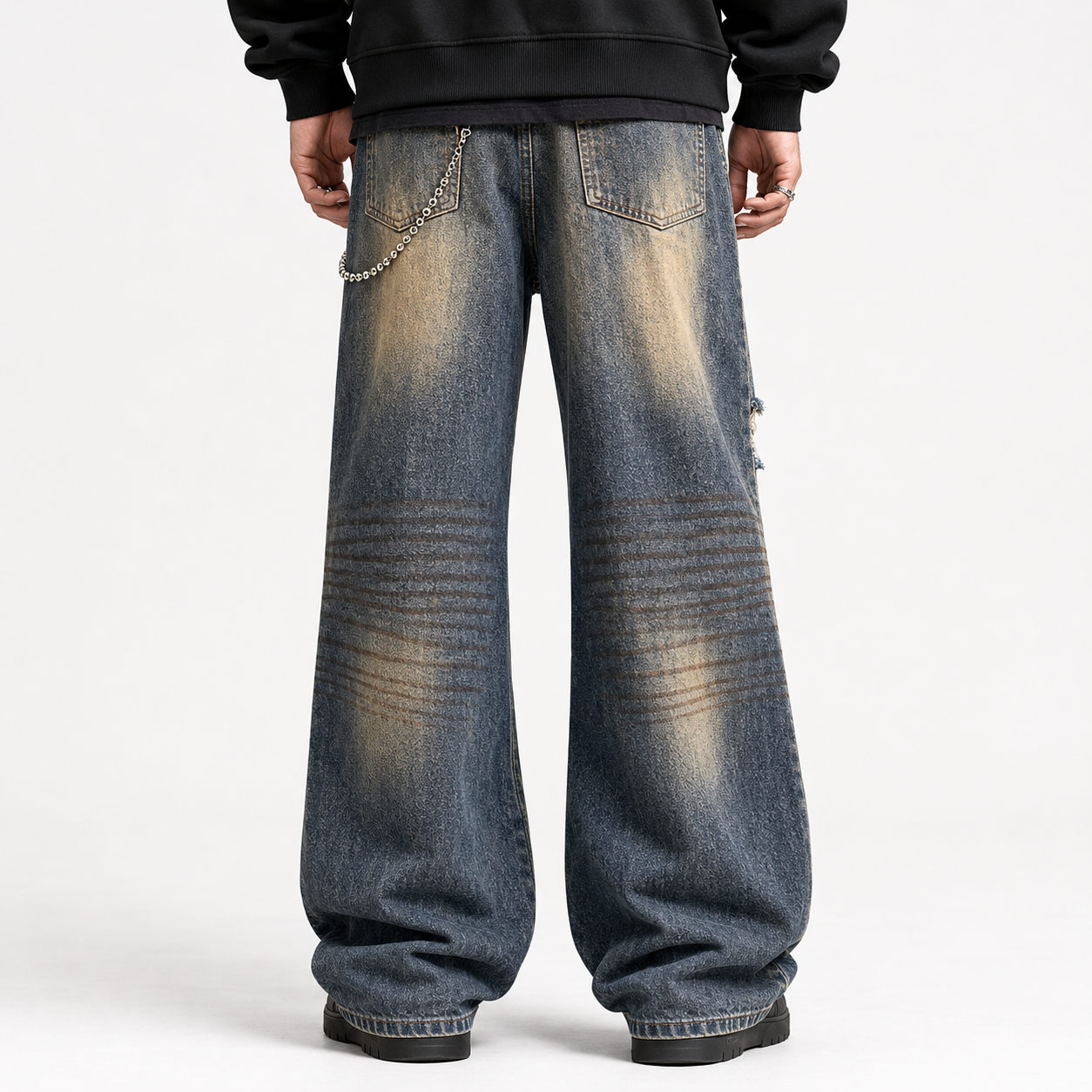 Mens Distressed Straight Fit Denim Jeans
