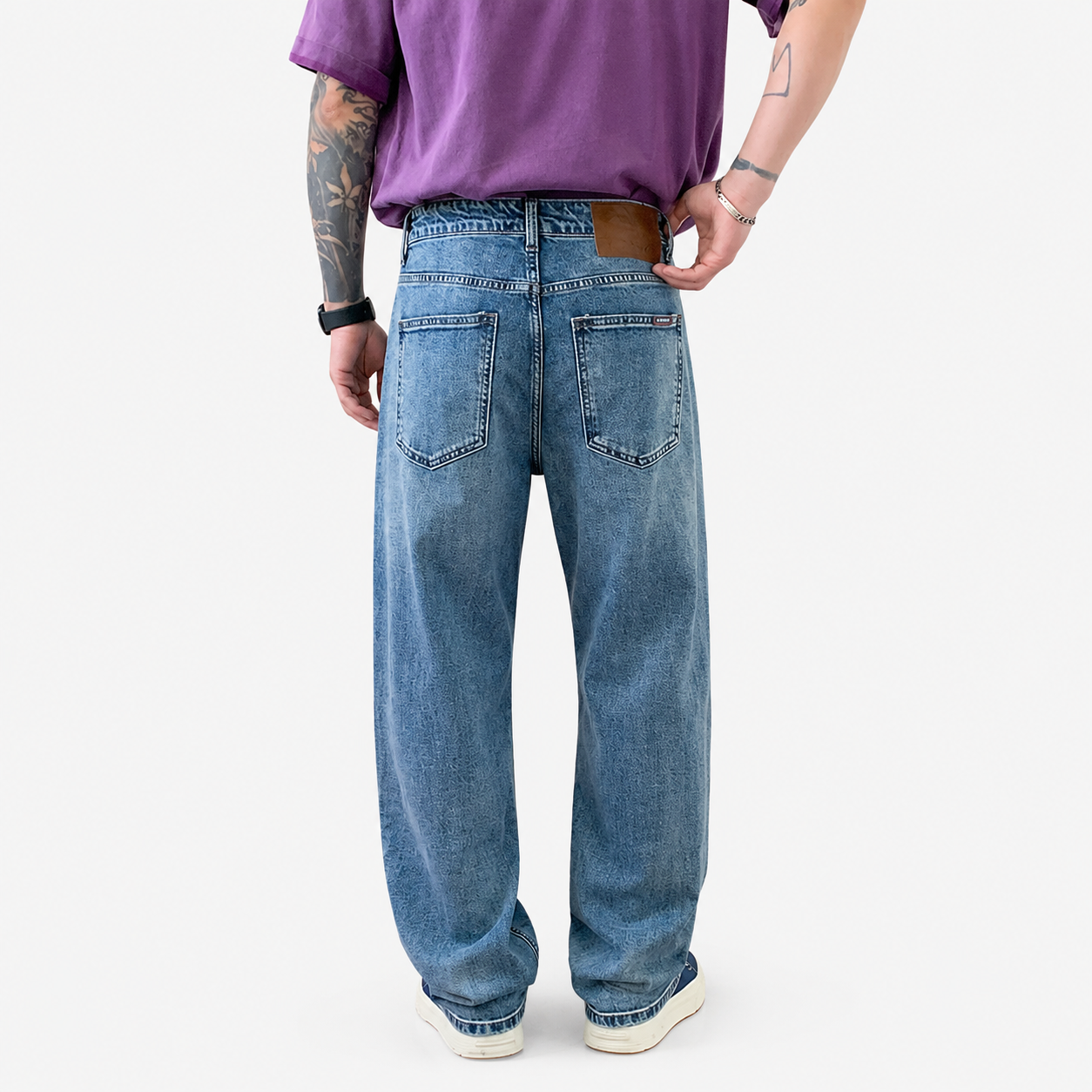Washed Blue Regular Fit Straight Jeans