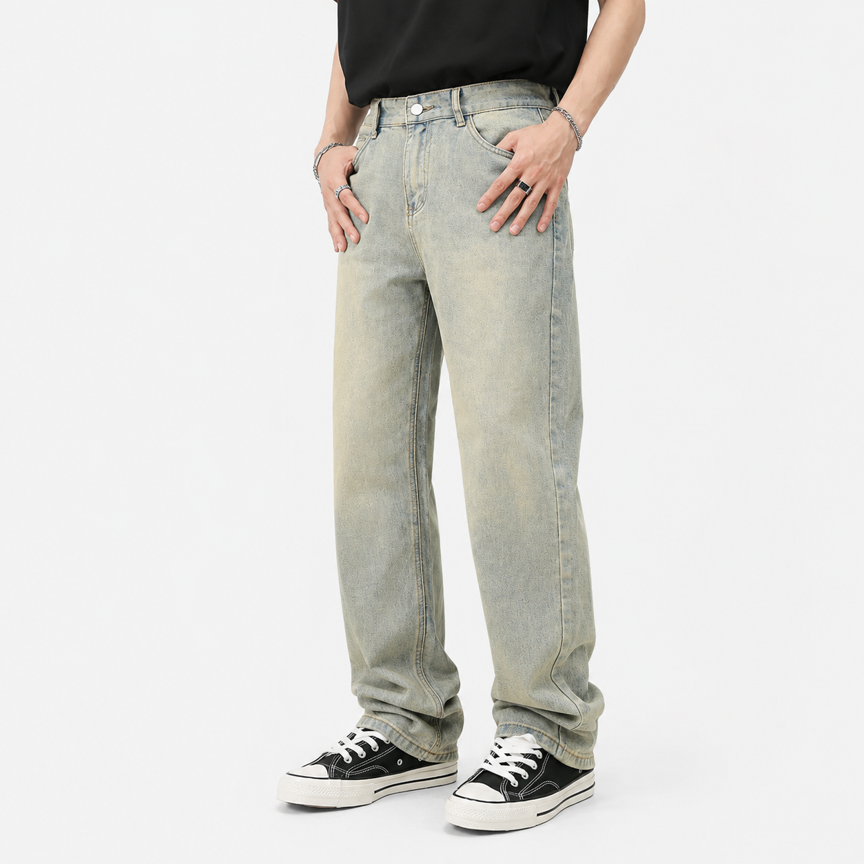 Japanese Style Straight Fit Casual Jeans