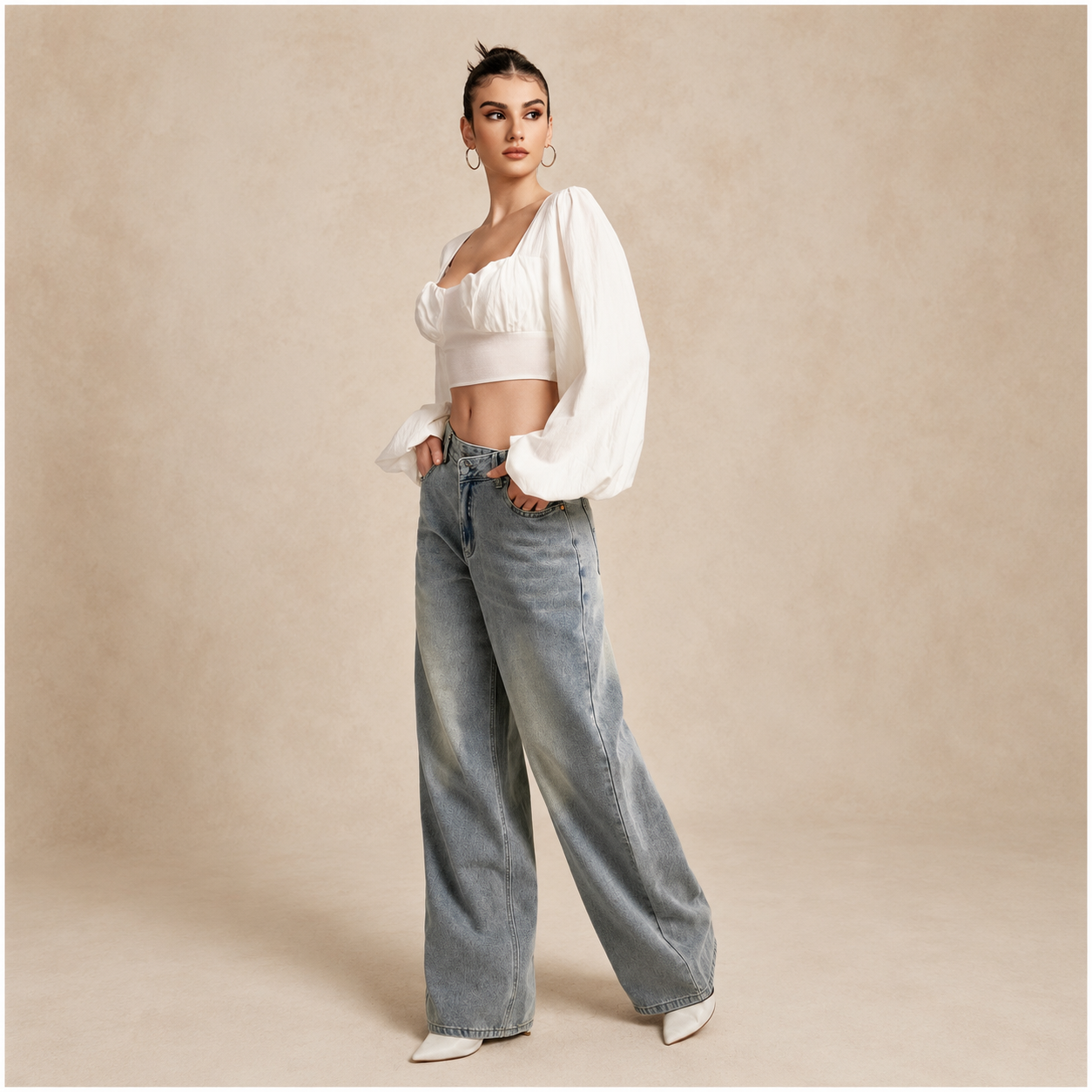 Loose Slightly Flared Street Style Jeans
