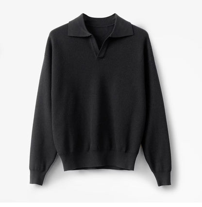 Men’s Solid Color Loose Long Sleeve Shirt