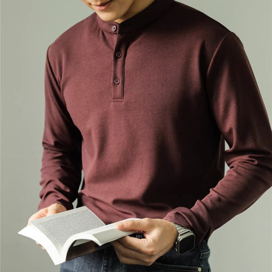 Men’s Solid Color Long Sleeve Polo