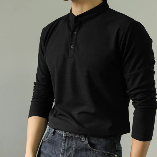 Men’s Solid Color Long Sleeve Polo