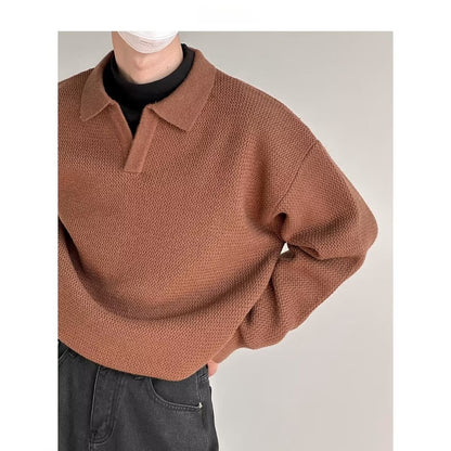 Men’s Solid Color Loose Long Sleeve Shirt