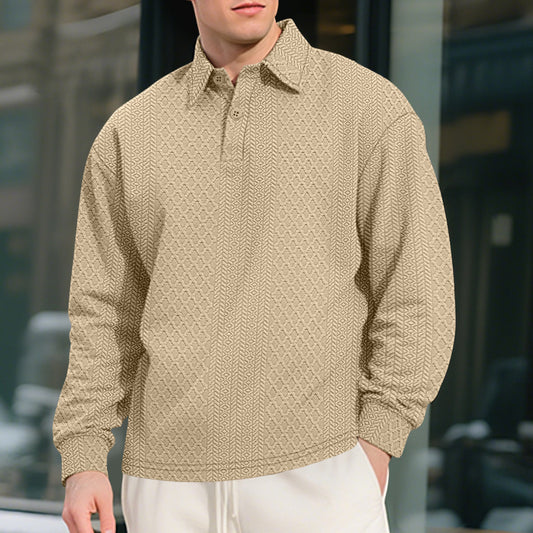 Jacquard Lapel Polo Sweater