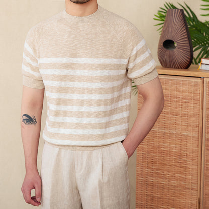 Linen Stripe Knit Tee