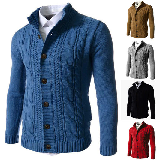 Men’s Stand Collar Knit Button Cardigan