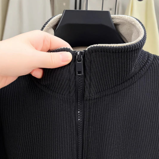Half-Zip Velvet Padded Sweater
