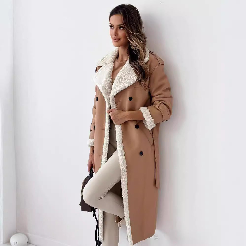 Winter Double-Breasted Belted Trench Coat