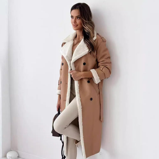 Winter Double-Breasted Belted Trench Coat
