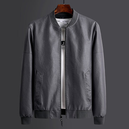 Men's Stand-up Collar Leather Jacket