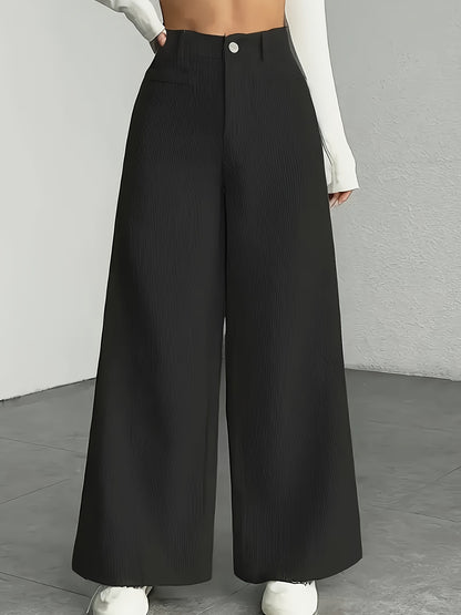 High-Waist Wide-Leg Vertical-Stripe Pants