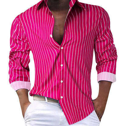 Men’s Striped Lapel Cardigan