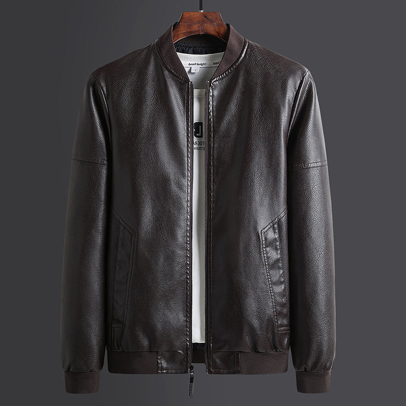 Men's Stand-up Collar Leather Jacket