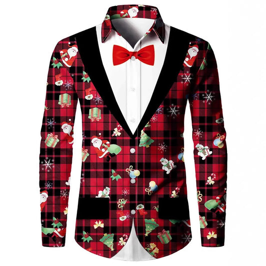 Men’s Digital Print Faux Two-Pieces Shirt