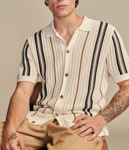 Men’s Hollow Knit Polo Cardigan