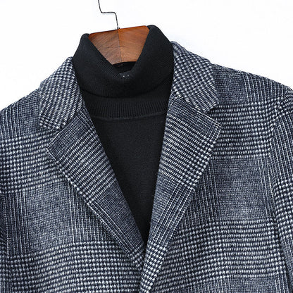 Men's Fashion Plaid Double-sided Woolen Trench Coat
