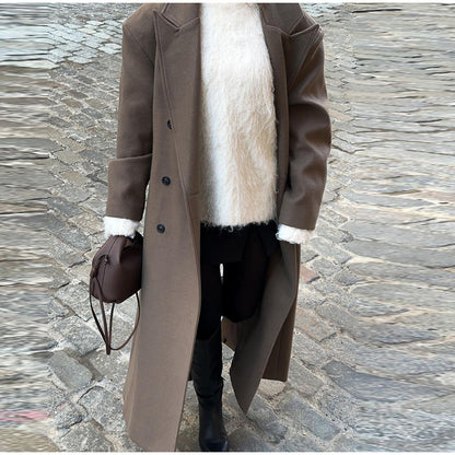 Winter Commute Suit Collar Long Woolen Coat