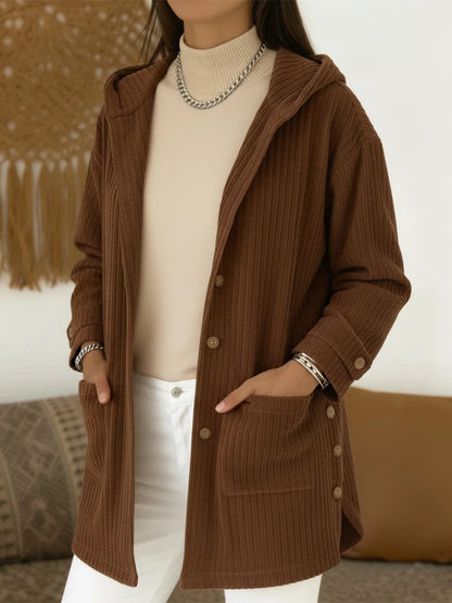 Women's Loose Hooded Corduroy Casual Cardigans