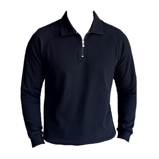 Men’s Seersucker Half-Zip Polo Shirt