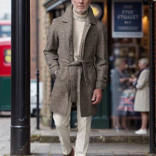 Men’s Checked Raglan Sleeve Wool Coat