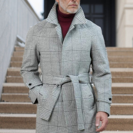 Men’s Checked Raglan Sleeve Wool Coat