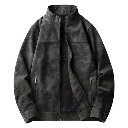 Men’s Retro Tie-Dyed Leather Jacket