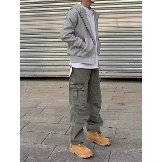 Heavy Stone Washed Straight Cargo