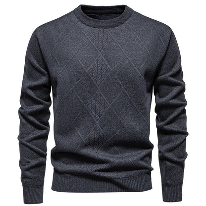 Fleece-lined Thick Round Neck Knitted Sweatshirt